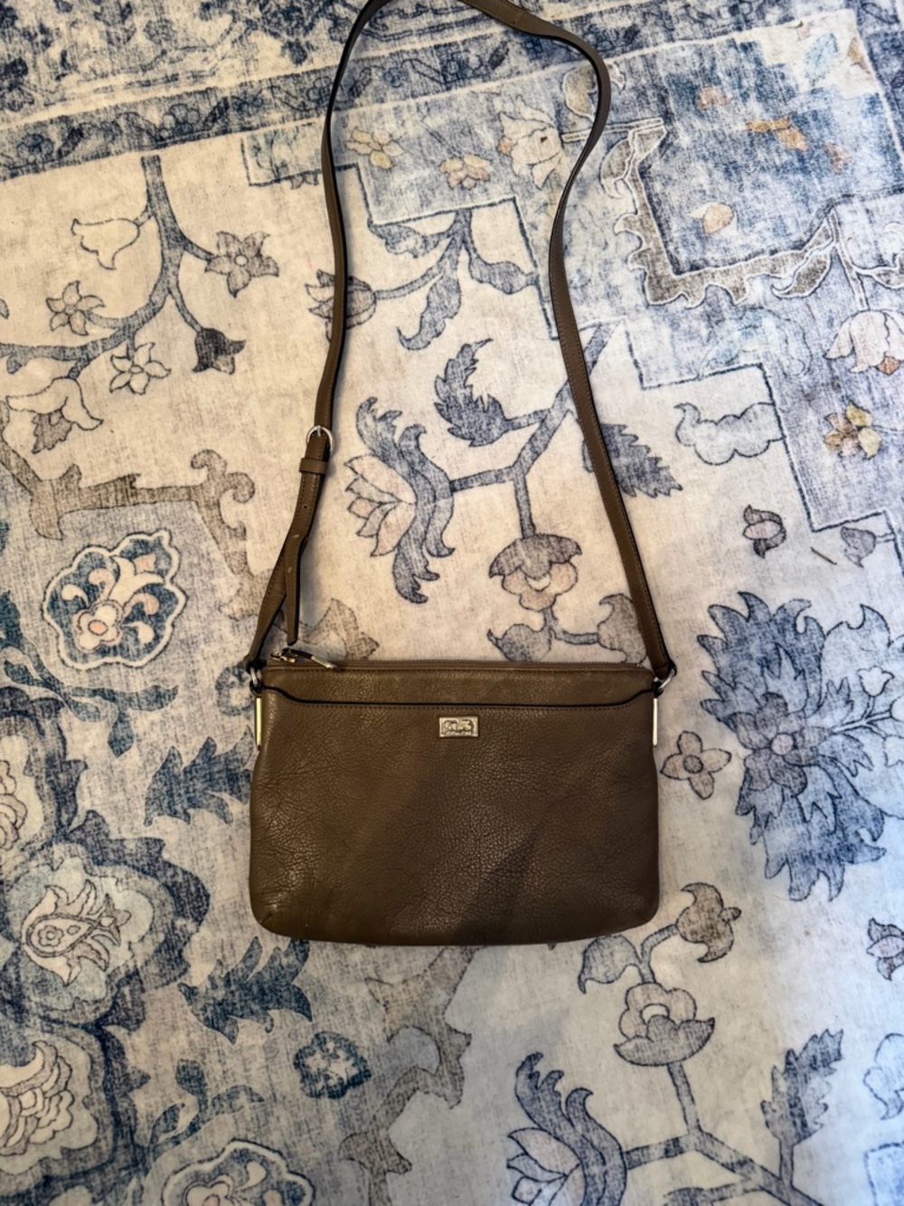 Coach Madison Swingpack Olive Pebbled Leather Wristlet with Gold Hardware